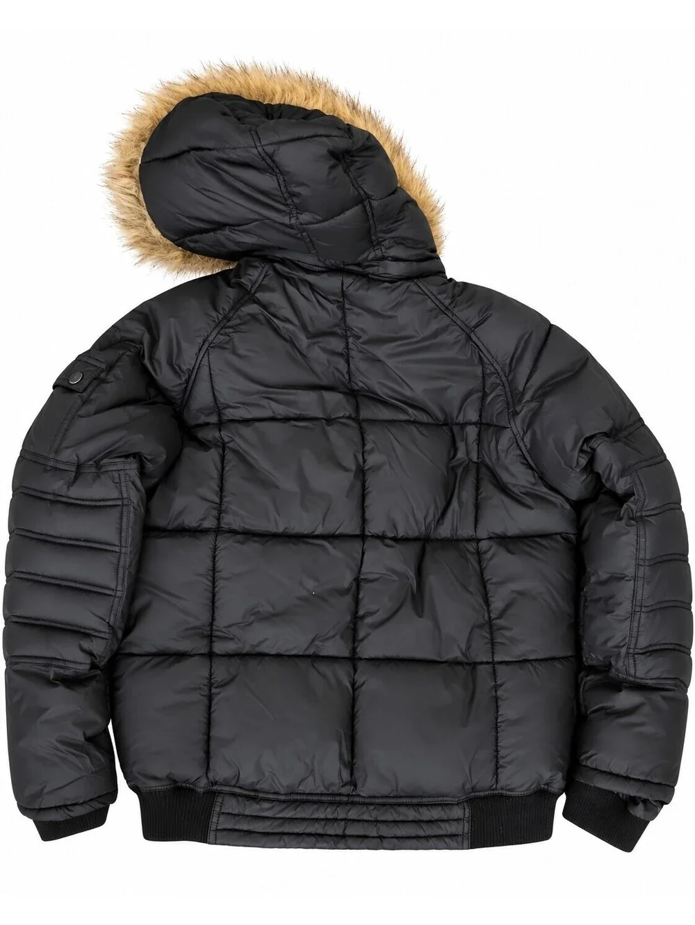 Coogi Kids Black Puffer Bomber Jacket 18/20 XL Faux Fur Hood Winter Coat Unisex